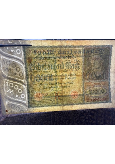Almanya İmparatorluğu 10000 Mark Reichsbanknote Deutsches Reich 1922 Temiz - T Fine F