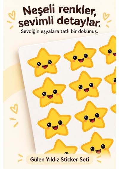 Gülen Yıldız Sticker Seti 108 Adet 2 Sayfa Öğrenci Ödüllendirme, Ödev Takibi Ve Defter Süsleme Çok Renkli