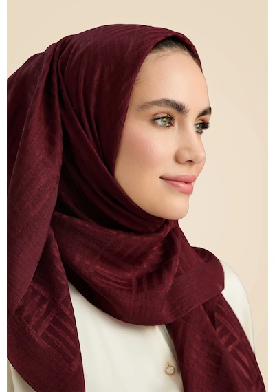 Imannoor İmannoor İman Kare Bordo Naia Pamuk Şal 241-3007-023 Bordo