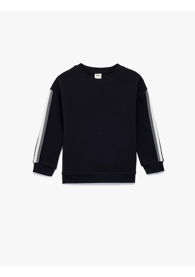 Koton Bisiklet Yaka Uzun Kollu Pamuklu Oversize Sweatshirt Lacivert 6smb10096tk Lacivert
