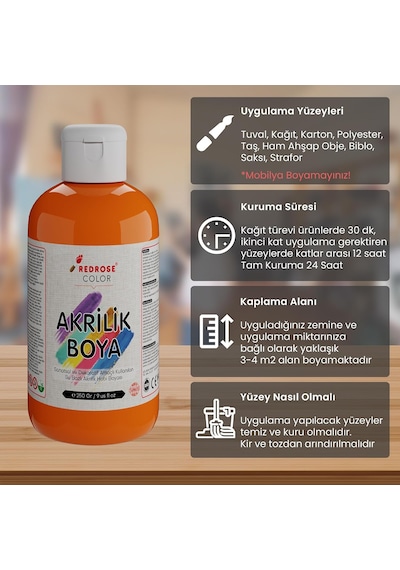 Turuncu Akrilik Boya 250gr