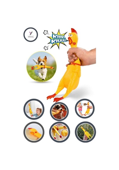 Köpekler İçin Bağıran Tavuk, Horoz, Shrilling Chicken Oyuncak - Büyük Boy 30 Cm