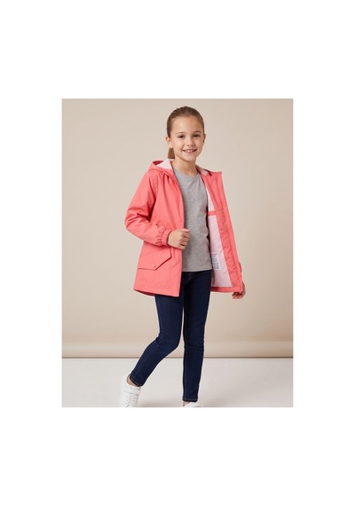 Deniva Kids Kız Çocuk Mercan Pembe Kapüşonlu Su İtici Çizgili Astarlı Fermuarlı Yağmurluk Rüzgarlık Deniva Kids Kız Çocuk Mercan Pembe Kapüşonlu Su İtici Çizgili Astarlı Fermuarlı Yağmurluk Rüzgarlık