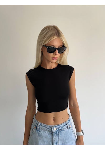 Midi Crop Top T-shirt 373 Siyah