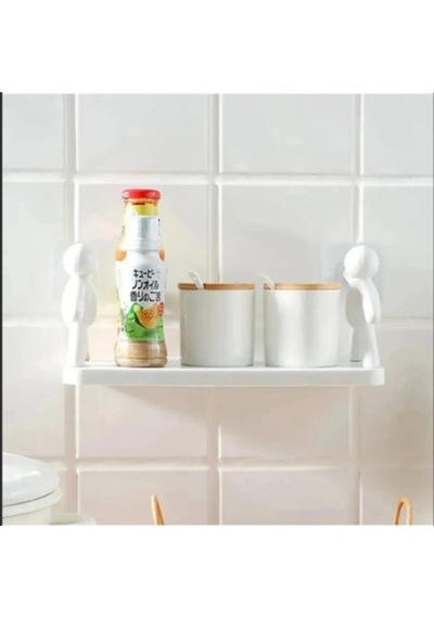 Yapışkanlı Duvar Rafı Delmeden Montaj Banyo & Mutfak Düzenleyici Raf Çok Renkli