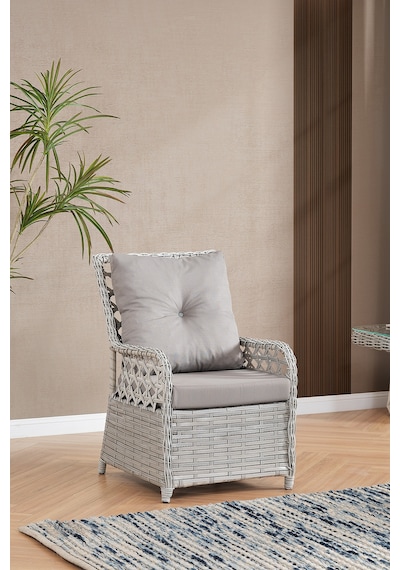 Duru 2 Kişilik Rattan Bahçe Balkon Mutfak Masa Takımı Gri