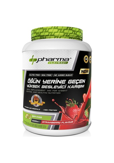 Proteinli Öğün Tozu Öğün Yerine Geçen Besleyici Shake Çilek Aromalı 20 Servis 1000 Gr