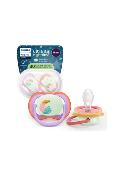 Ultra Air Gece Emziği, Ortadontik, Karanlıkta Parlayan, 18+ Ay, Kız, Scf376/33 Pembe Hayvanlar