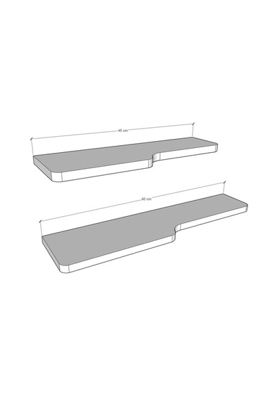 Asra Trend Kıvrımlı Duvar Rafı DRF-03 %100 MDF 2'li Dekoratif Organizer Kitaplık Ceviz