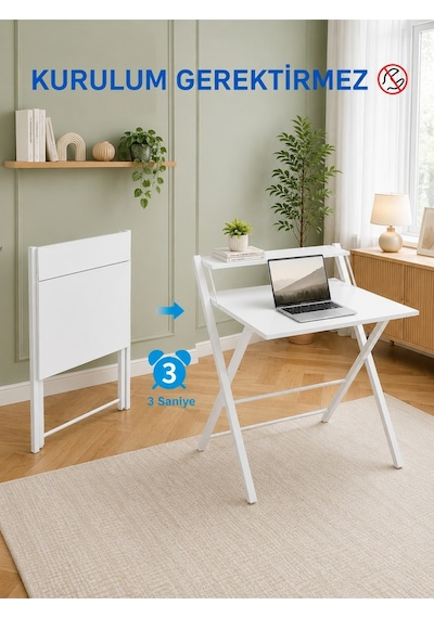 Bodo Metal Ayaklı Laptop Masası Katlanır Çalışma Masası Raflı Masa Katlanır Laptop Sehpası Beyaz - Beyaz Bodo Metal Ayaklı Laptop Masası Katlanır Çalışma Masası Raflı Masa Katlanır Laptop Sehpası Beyaz - Beyaz