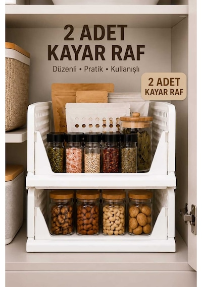 Rayflex Kayar Raf Sistemi, Dolap İçi Düzenleyici Çekmece Ve Organizer Çok Amaçlı Mutfak Rafı 2 Adet Beyaz Beyaz 2 Adet Rayflex Kayar Raf Sistemi, Dolap İçi Düzenleyici Çekmece Ve Organizer Çok Amaçlı Mutfak Rafı 2 Adet Beyaz Beyaz 2 Adet