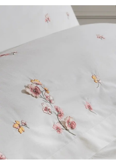 Şaheser Home Amber Çift Kişilik Nevresim Takımı %100 Pamuk Nakışlı Yumuşak Dokulu Şık Tasarım Beyaz