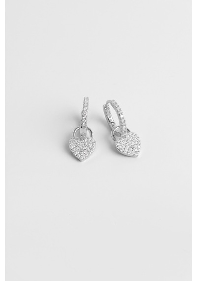 Love 18 Ayar Beyaz Altın Kaplama Gümüş Küpe 56928557