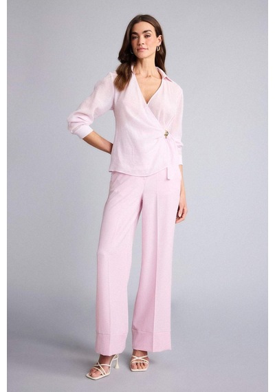 Defacto Regular Fıt Wrap Yaka Dokulu Uzun Kollu Bluz H0776ax26sppn343 Pembe-pn343