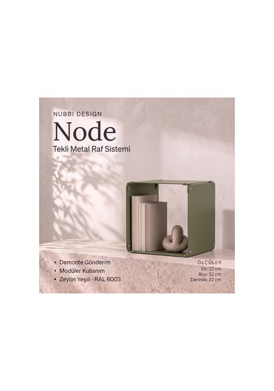 Node Metal Yan Sehpa Modüler Küp Tasarım Açık Raflı Tekli Modül 32x32x32 Cm Yeşil - 940085810 Yeşil