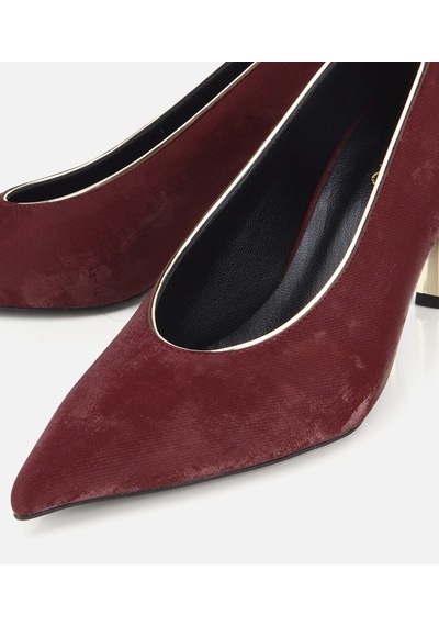 Hotiç Kadın Süet Bordo Gold Detaylı İnce Topuklu Stiletto 01ayh332690a780 01ayh332690a780