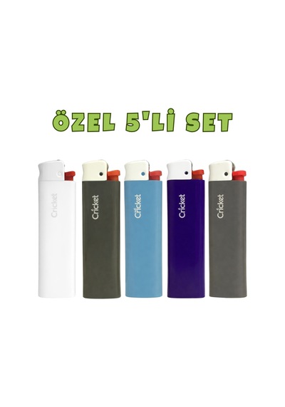Cricket Cep Boy Taşlı Çakmak Mum Alev 5 Li Set Renkli