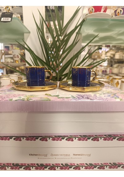Acar Corcu 2 Kişilik Porselen Kahve Fincanı 90 Ml Lacivert