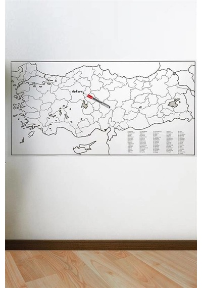 Yazılabilir Türkiye Haritası Manyetik Duvar Stickerı 110 X 56 Cm 5580 Çok Renkli