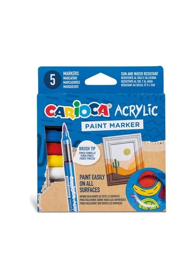 5'li Fırça Uçlu Su Bazlı Renkli Akrilik Paint Marker Seti