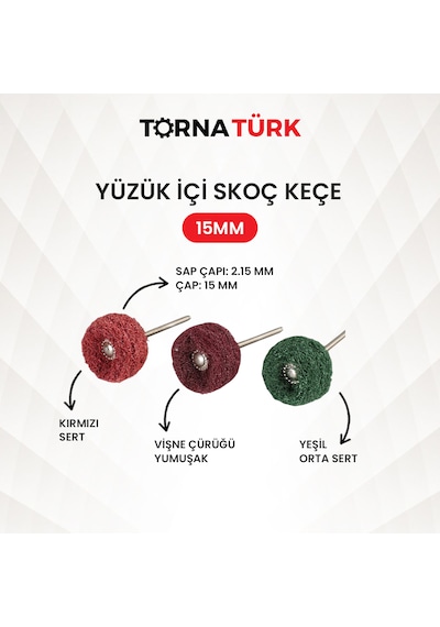 Kuyumcu Tipi Yüzük İçi Polisaj Keçesi 15 Mm Vişneçürüğü Renk Yumuşak