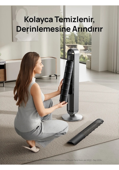 DREO Tower Fan 714S Akıllı Kule Tipi Vantilatör, 12 Hızlı, 25dB Sessiz Fan, 120° Salınımlı, WiFi ve Uygulama Kontrollü