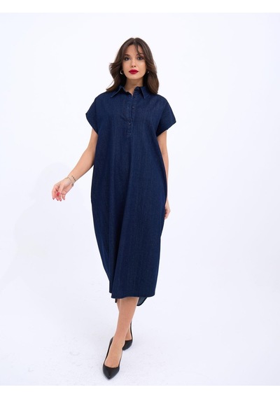De'charme 7348 Kot Elbise-mavi