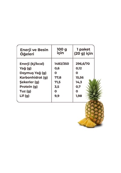 Ananas Kuru Meyve Cipsi 20 G X 3adet Dondurularak Kurutulmuş Meyve 20 G