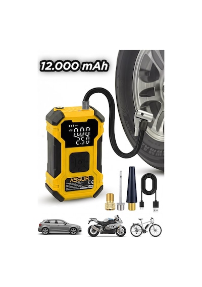 Assur 12000MAH Oto Kompresör Powerbank Led Işık - 3254
