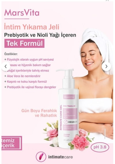Marsvita İntim Yıkama Jeli 200 Ml Prebiyotik Ve Nioli Yağı İçeren