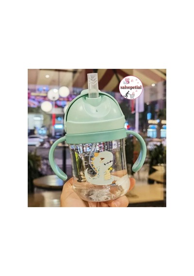Türkçe Konuşan Şarkı Söyleyen 23cm Et Bebek 250ml Figürlü Pipetli Bebek Matara Biberon 2'li Set Yeşil