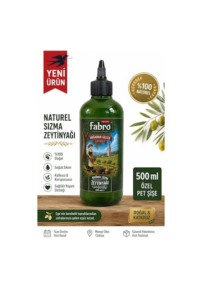 Fabro 500ml Şef Şişe Naturel Sızma Zeytinyağı