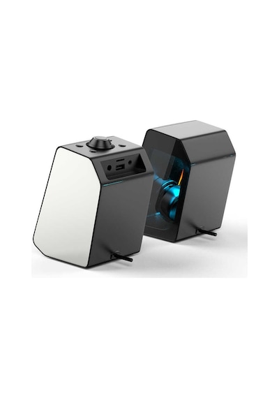 Soaiy SH20 Taşınabilir Kablosuz Bluetooth Gaming Hoparlör RGB Oyuncu Hoparlörü Şeffaf Tasarım - ZORE-219596