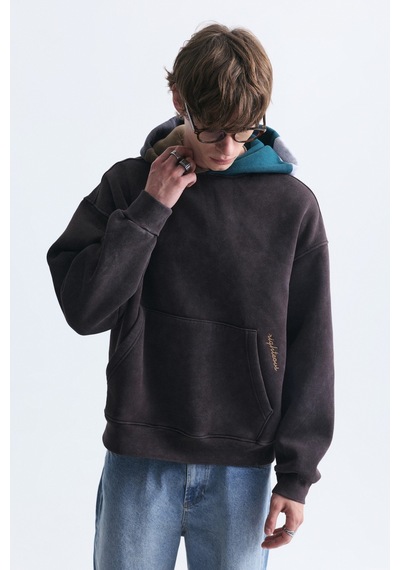 Vamos Boxy Fit Kapüşonlu Sweatshirt Kahve