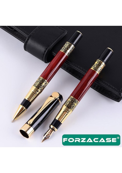 Gold Desen İşlemeli Kutulu Metal Roller Kalem - Fc956k