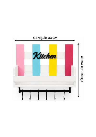 Dekoratif Kitchen Mutfak Rafı Baharatlık Ve 6 Kancalı Duvar Askısı Diğer