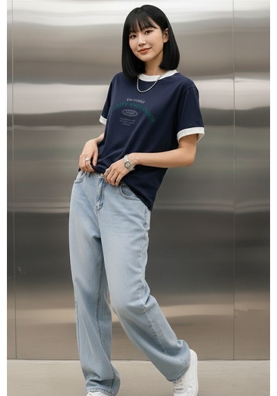 Uyguntarz Unisex Clarity Baskılı Tasarım Tshirt Lacivert