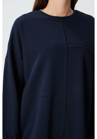 Tommy Life İndigo Kompakt Pamuklu Kalın Pürüzsüz Dokulu O Yaka Oversize Fit Kadın Sweatshirt - 97288 İndigo