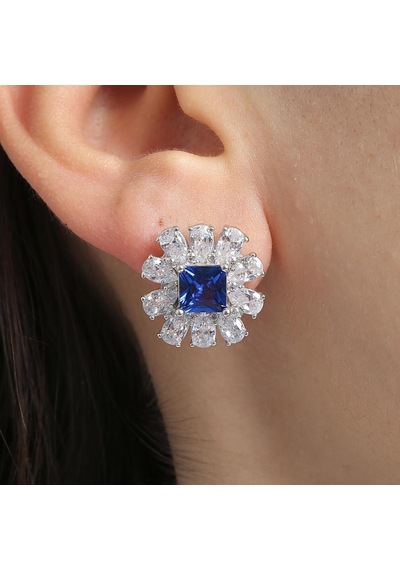 Mia Vento Effective Diamond Milano Rüyası Sentetik Safir Taşlı Gümüş Küpe