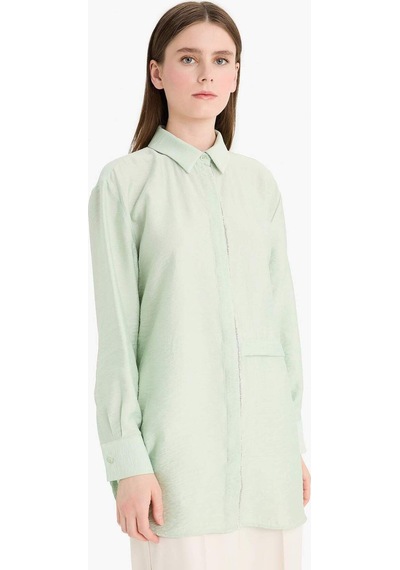 Defacto Relax Fit Uzun Kollu Tesettür Gömlek Tunik F1357ax25smgn1181 Yeşil