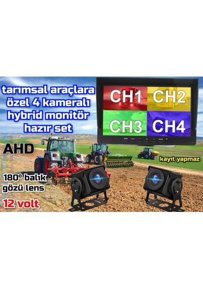 7 İnç Kayıtsız Monitör 2 Adet 180'' Geniş Açılı Ahd Kamera 12 V
