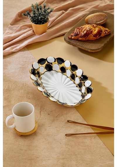 Cooker 36 Cm Porselen Oval Sunumluk Dekoratif Kase Ckr3839