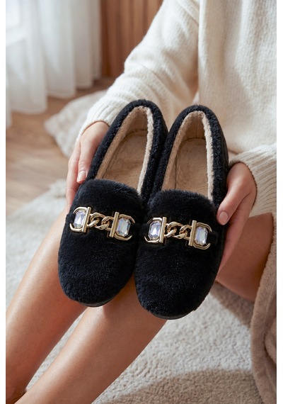 N Moda Panduf Gold Zincir Taşlı Aksesuarlı Kışlık Sıcak Tutan Yumuşak Tabanlı Kapalı Panduf Siyah N Moda Panduf Gold Zincir Taşlı Aksesuarlı Kışlık Sıcak Tutan Yumuşak Tabanlı Kapalı Panduf Siyah