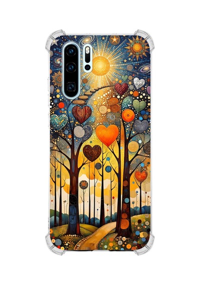 Printify Huawei P30 Pro İle Uyumlu Düşlerin Dansı Serisi Yıldız Yolculuğu Tasarımlı Uv Baskılı Köşe Korumalı Antişok Kılıf Şeffaf