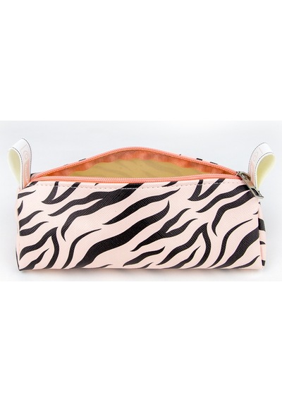 Kalem Kutusu Pastel Renk Zebra Pembe-siyah Vegan Deri Kalemlik V