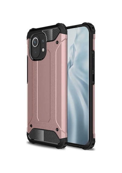 Noktaks - Xiaomi Uyumlu Xiaomi Mi 11 - Kılıf Çift Katman Zırh Tank Crash Military Kapak - Rose Gold