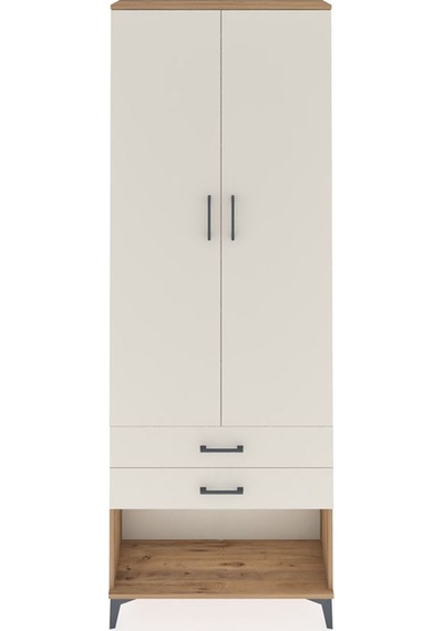 Arges Dolap 2 Raflı 2 Çekmeceli Tek Askılı 88x30x243 Çam-aytaşı Çam