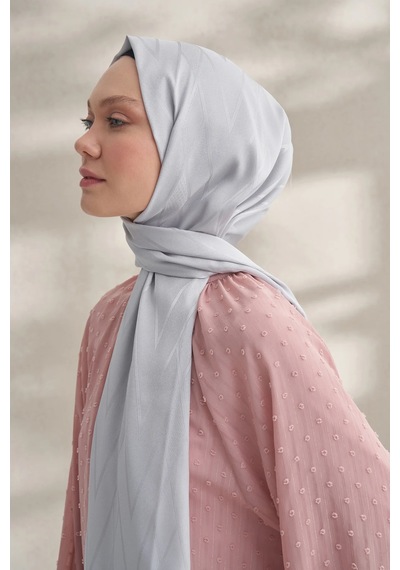 Armanda Krep Jakar Prizma Desen Şal - 70 X 190 Gümüş