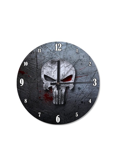 Punisher Işığı Kuru Kafa Tasarım Duvar Saati (407685015) Çok Renkli