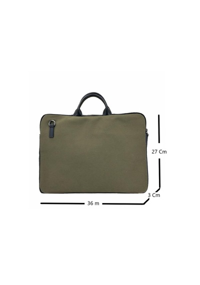 Kanvas Laptop Çantası 13 İnç Haki Çok Renkli